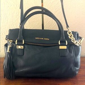 Michael Kors Black Satchel with Gold Accents
